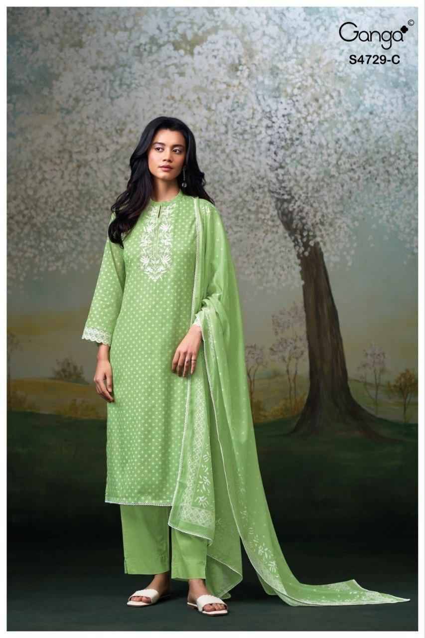 KYNZA 4729 Series By Ganga Fashion Beautiful Festive Suits Stylish Colorful Fancy Casual Wear & Ethnic Wear PURE BEMBERG MUL Dresses At Wholesale Price